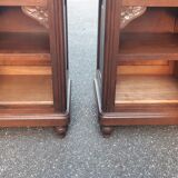 Art deco oak and marble bedside tables