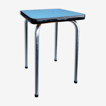 Vintage stool in light blue formica - chrome legs