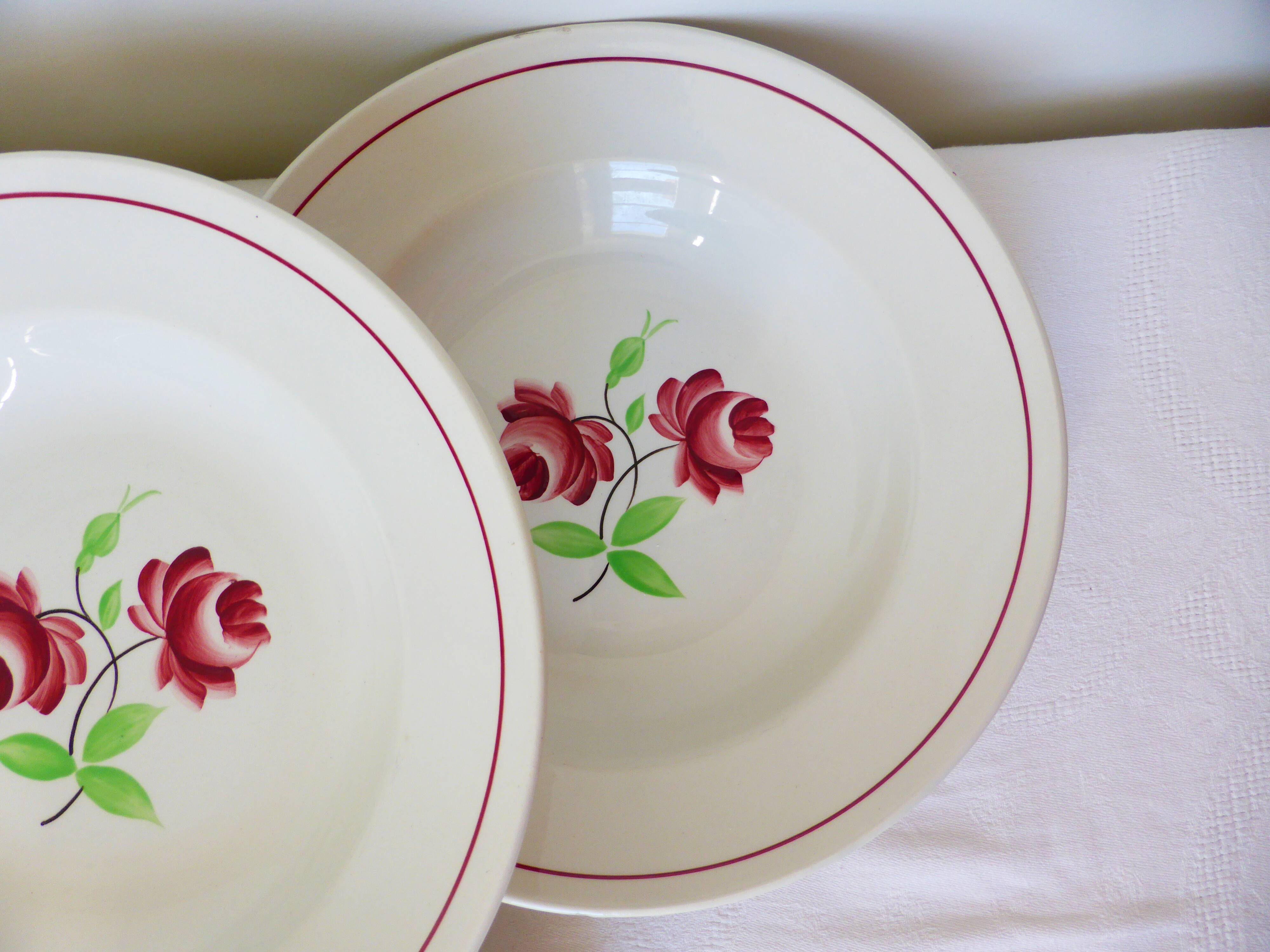 4 assiettes creuses K et G Luneville modèle Rose Mai 2106209