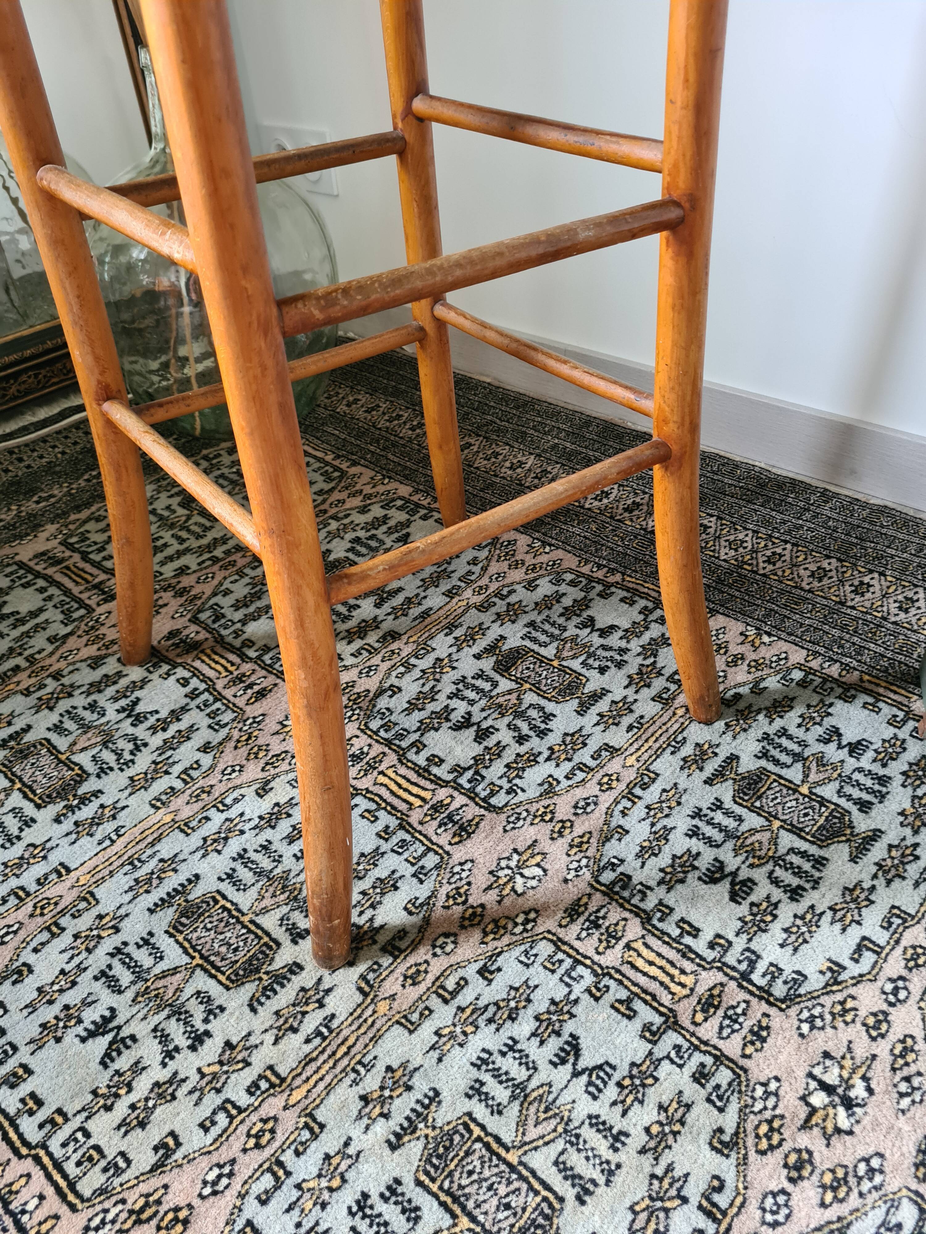 Vintage solid wood high stool