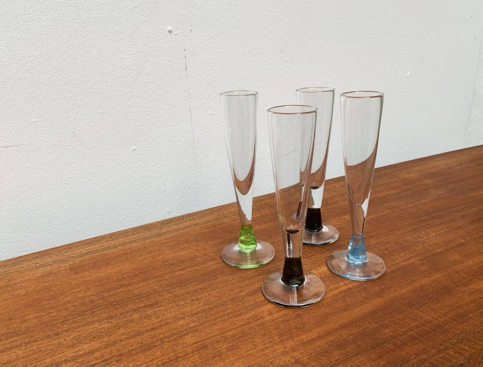German Champagne Glasses by Regina Kaufmann for Glashagen Hütte, Set of 4