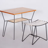 Small mid-century table and stool made in 1950s czechia