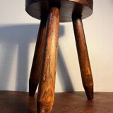 Round wooden tripod stool