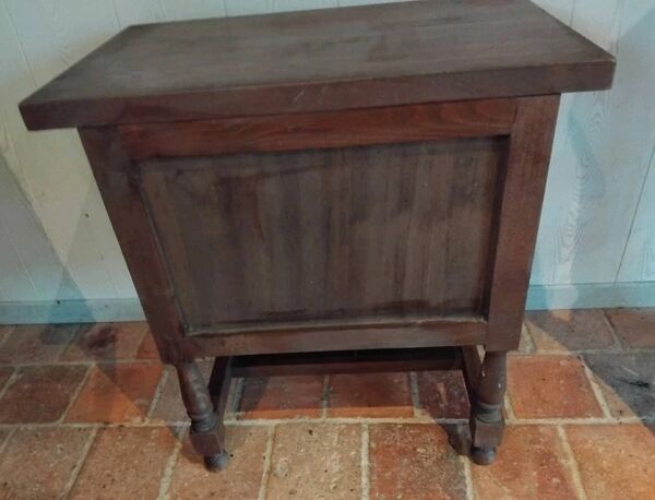 Ancienne table d'appoint en bois avec 2 tiroirs vintage