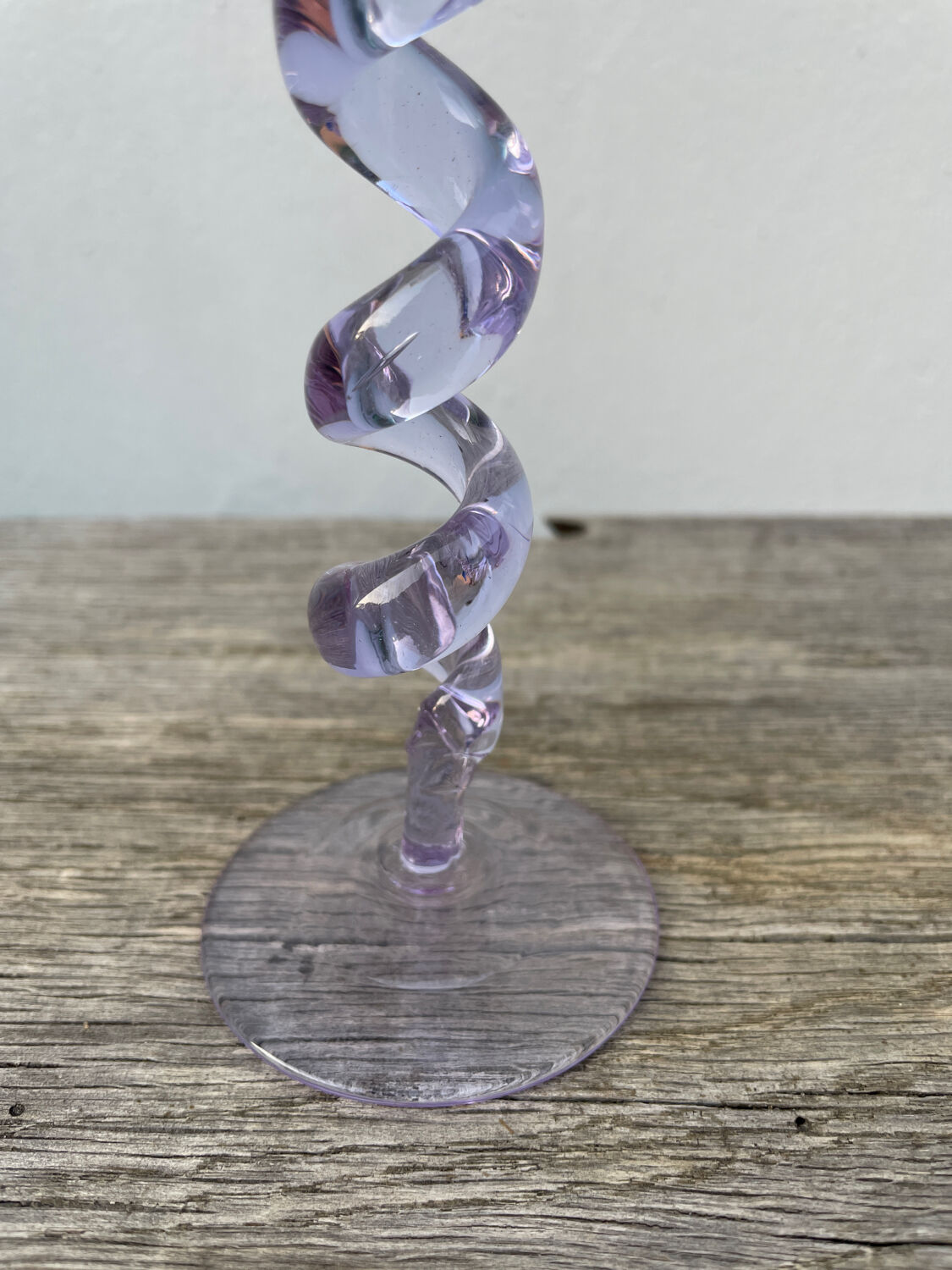 4 large, multicoloured, twisted champagne flutes