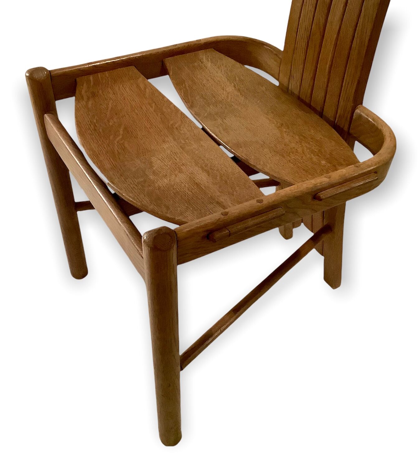 Vintage chairs in curved solid oak, c.1970, set of 4