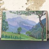 Toile ancienne montagne