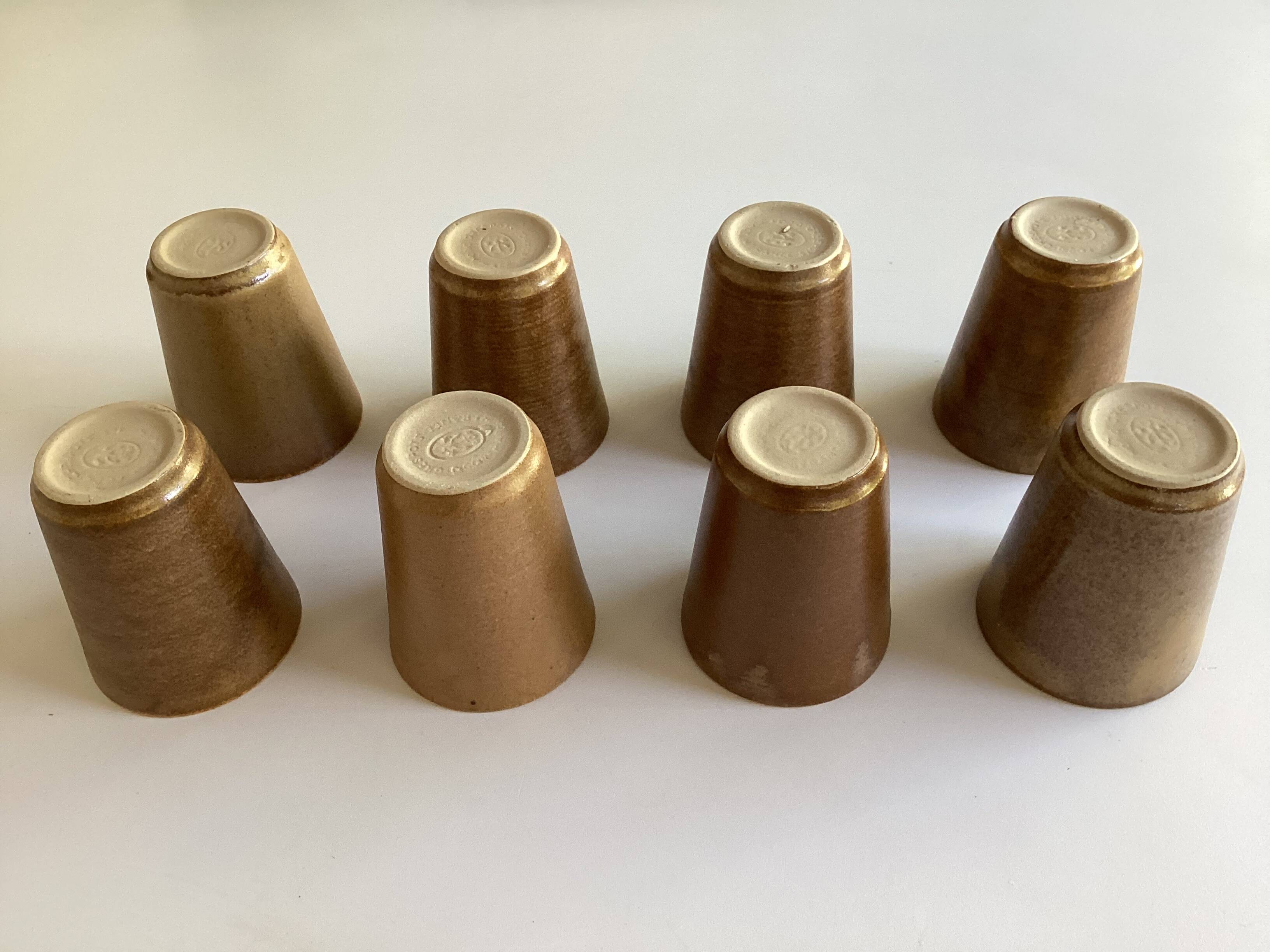 8 Digoin stoneware cups