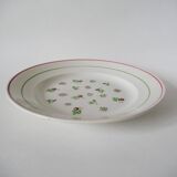 Plat rond digoin sarreguemines rose et vert 1940