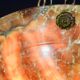 Art Deco great design orange alabaster chandelier, 1940s