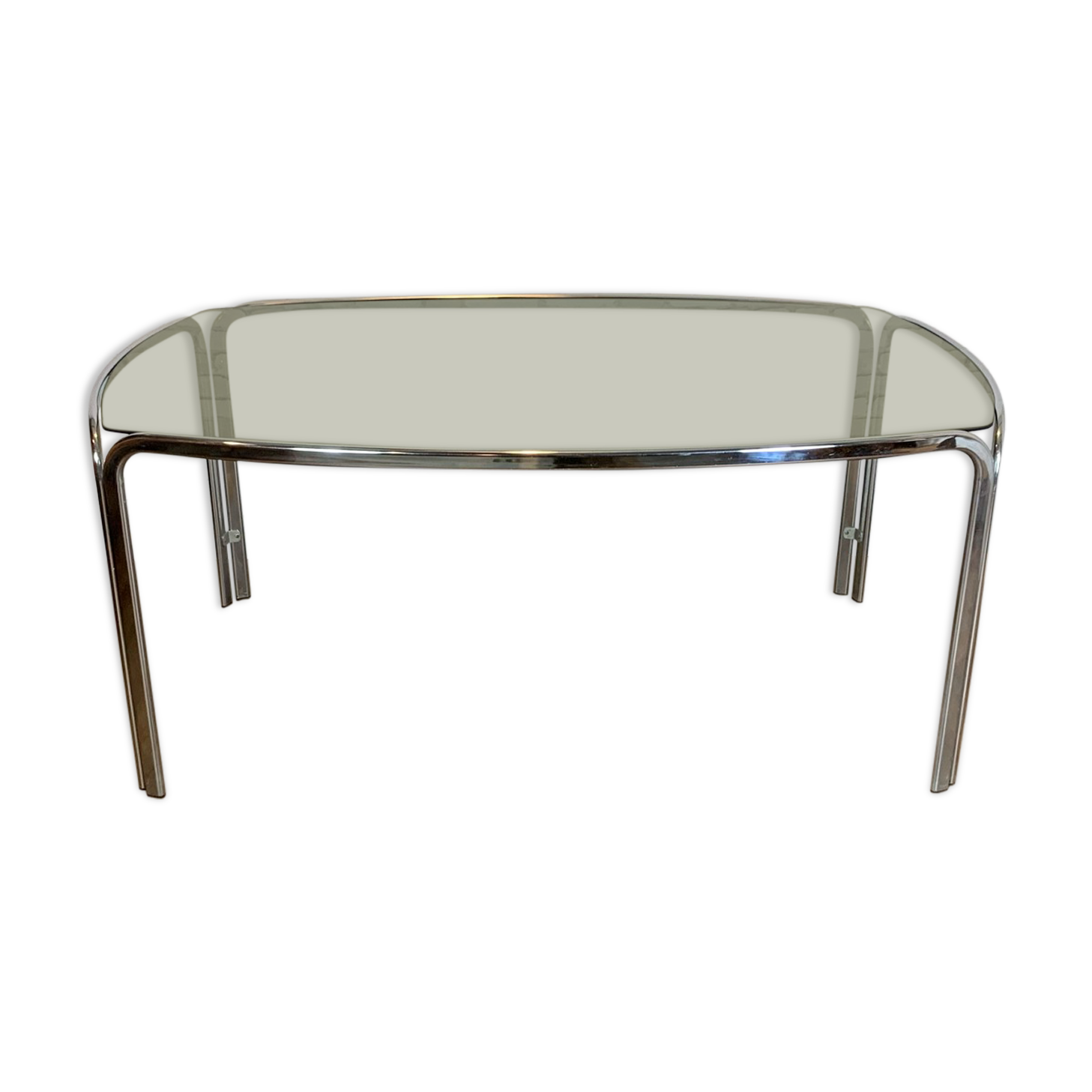 Vintage chrome table and smoked glass 1970