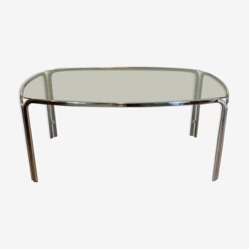 Vintage chrome table and smoked glass 1970