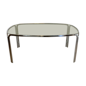 Vintage chrome table and smoked glass 1970