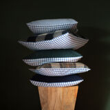 Housse de coussin upcyclée bleu marine en laine 45x45cm