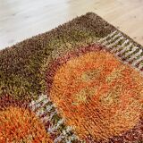Original ABSTRACT Scandinavian High Pile Pop Art Rya Rug Carpet, Sweden, 1960s