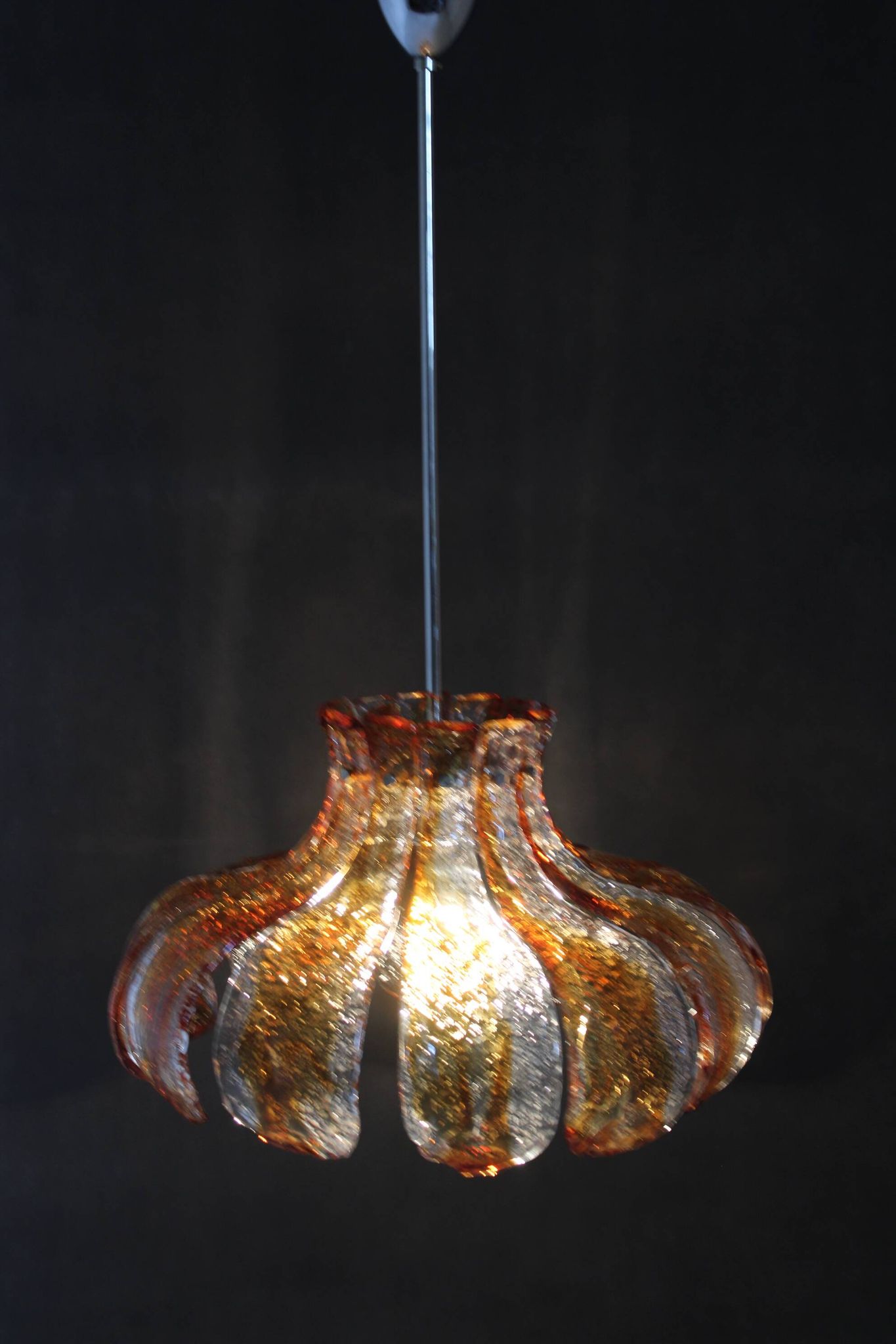 1970s Large Murano Glass Chandelier Mazzega, Italy