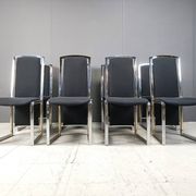 Vintage brass and chrome dining chairs set of 8 - 1970s