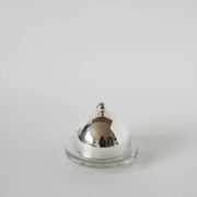 Silver-plated metal and glass butter dish, St Hilaire, 1950