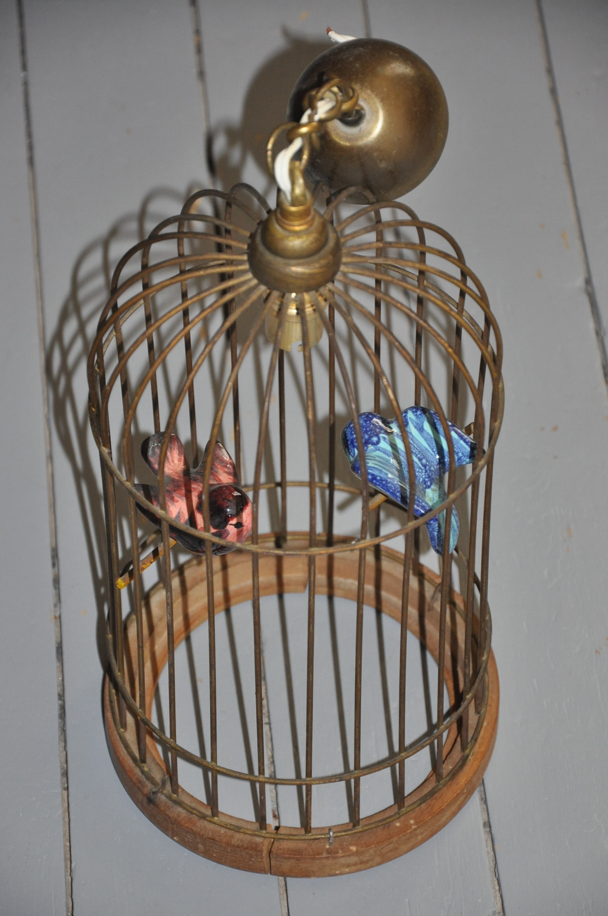 Lustre suspension cage à oiseaux vintage