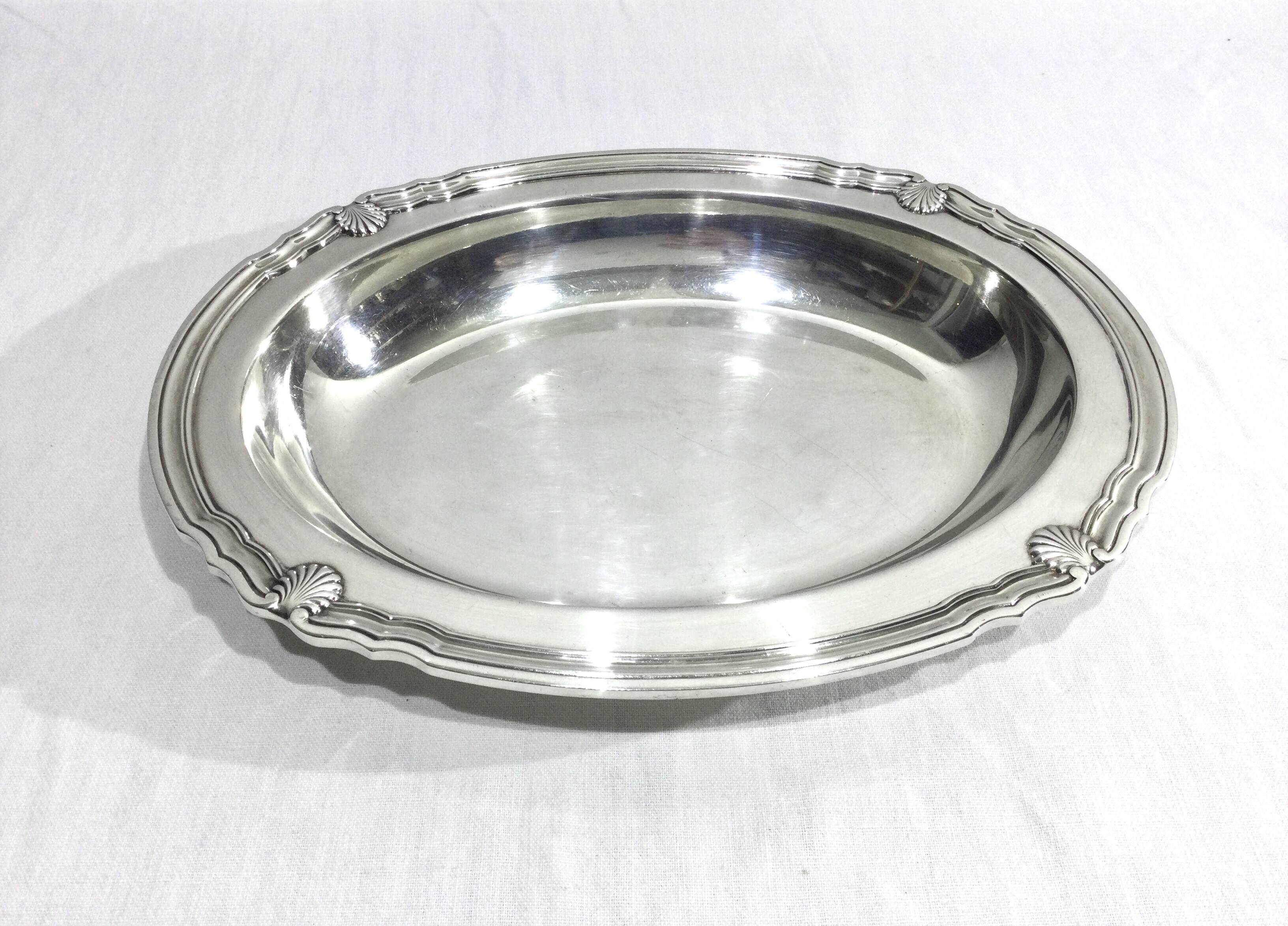 Gallia collection serving dish in silver metal
