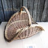 Antique two-tone wicker log basket