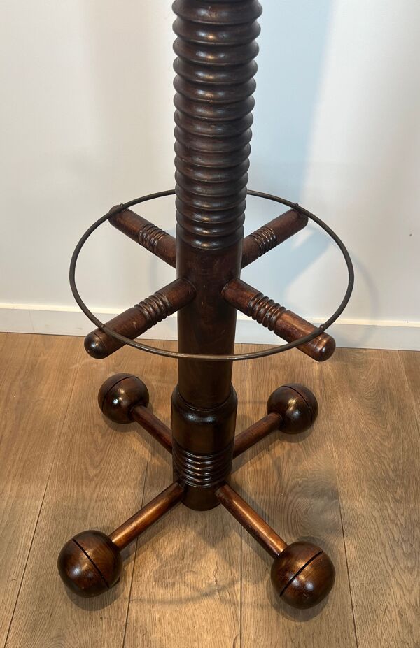 Portemanteau brutaliste en chêne sculpté de Charles Dudouyt