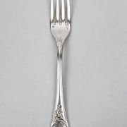Twelve large table forks Christofle Marly, silver-plated metal.