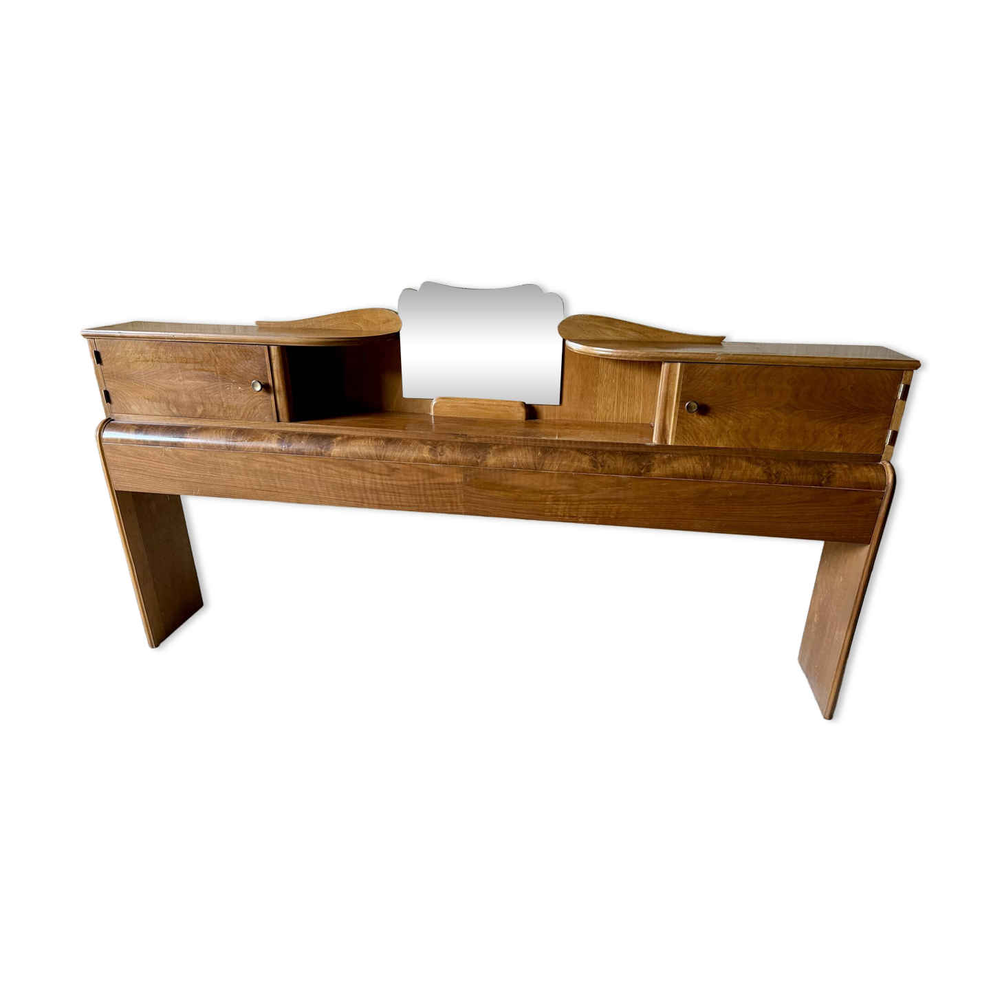 Superb antique/vintage headboard (Art Deco style) walnut burl.