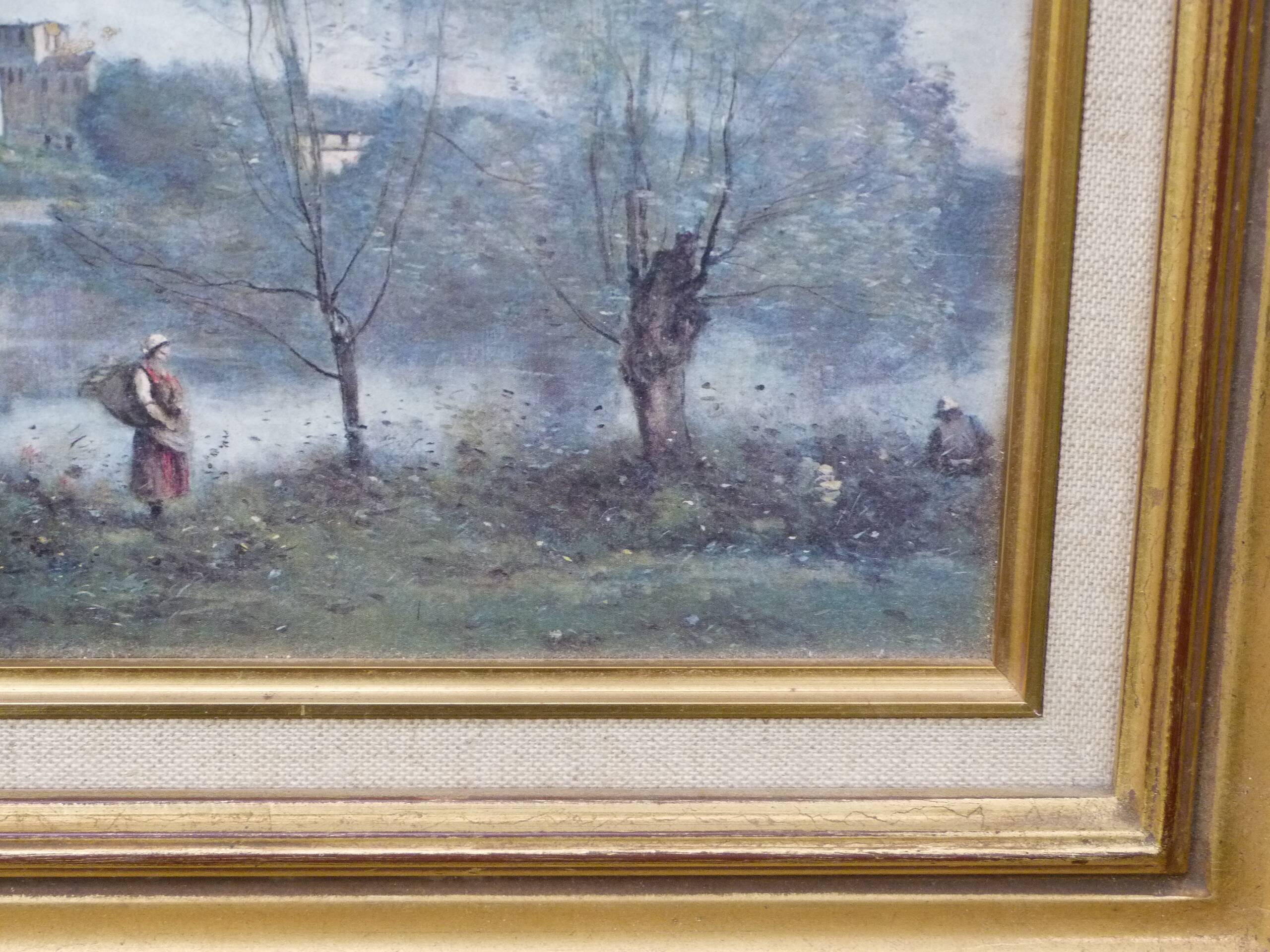 Painting Reproduction of a painting by Corot, gilded wood frame