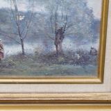 Peinture  Reproduction d'un tableau de Corot  cadre bois doré