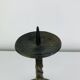 Brutalist candle holder, wrought iron with a golden patina.