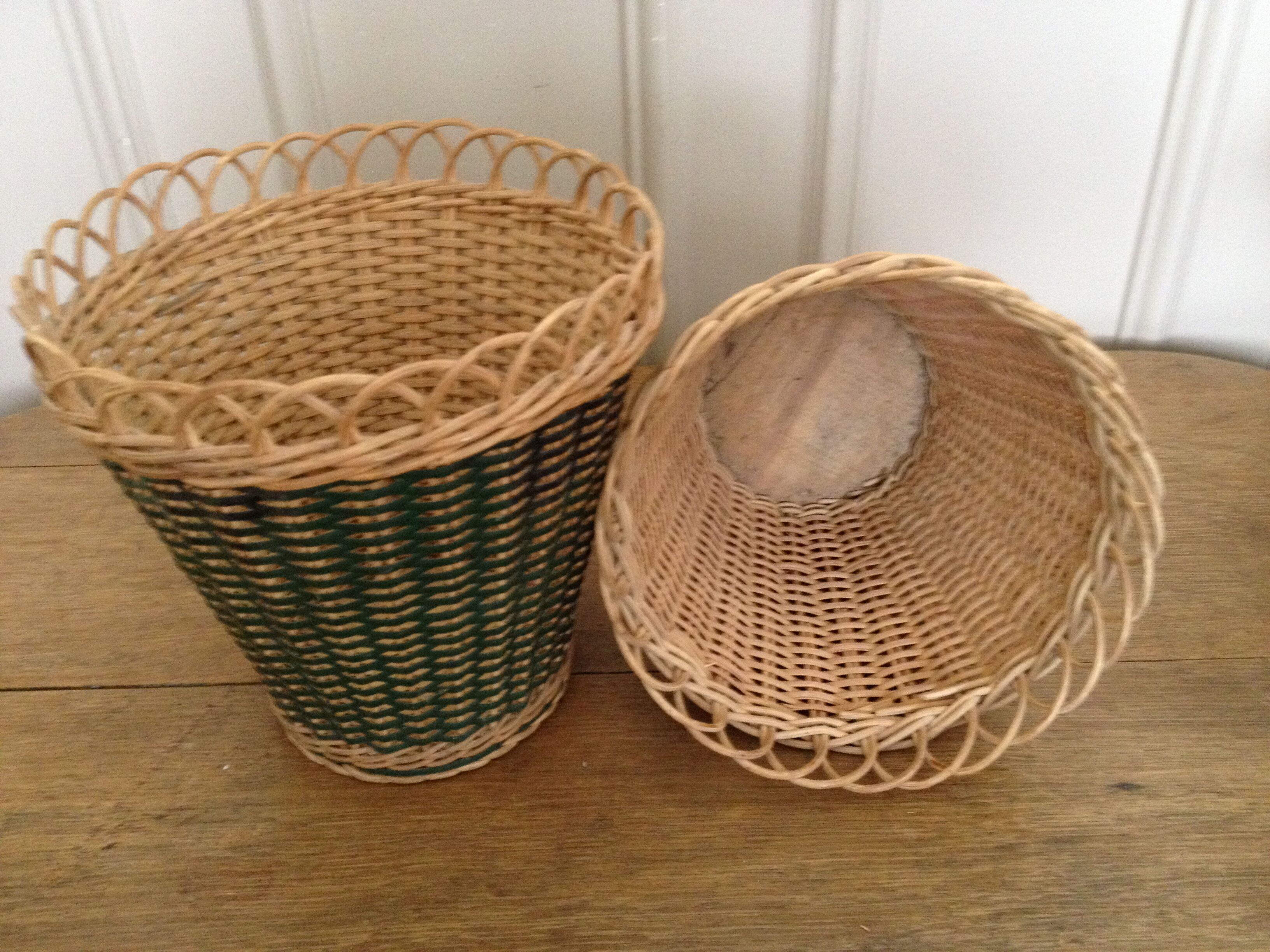 Braided rattan planters