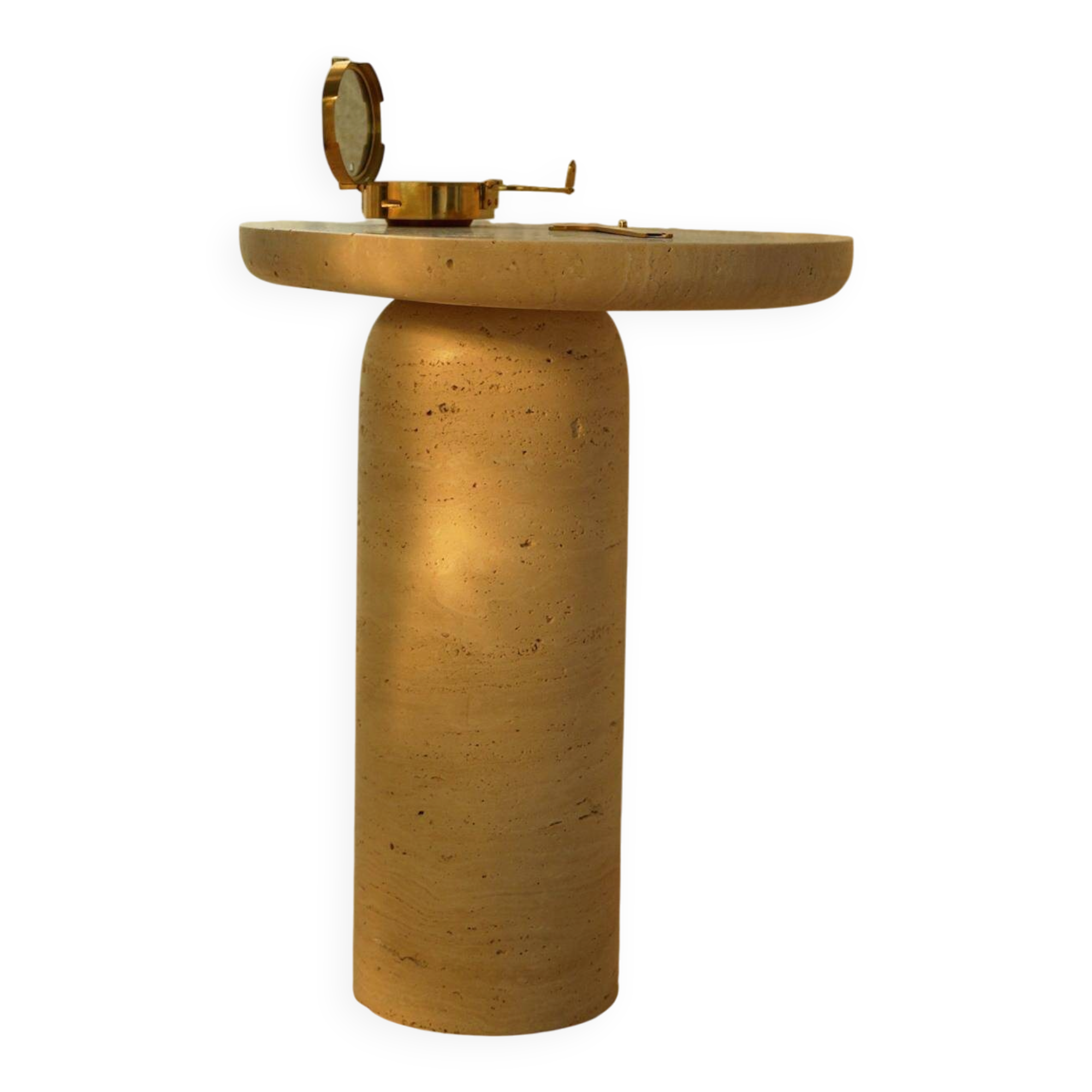 "Table d'appoint en travertin "Bold