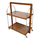 Art Deco serving trolley in oak, chrome & glass, France, 1930