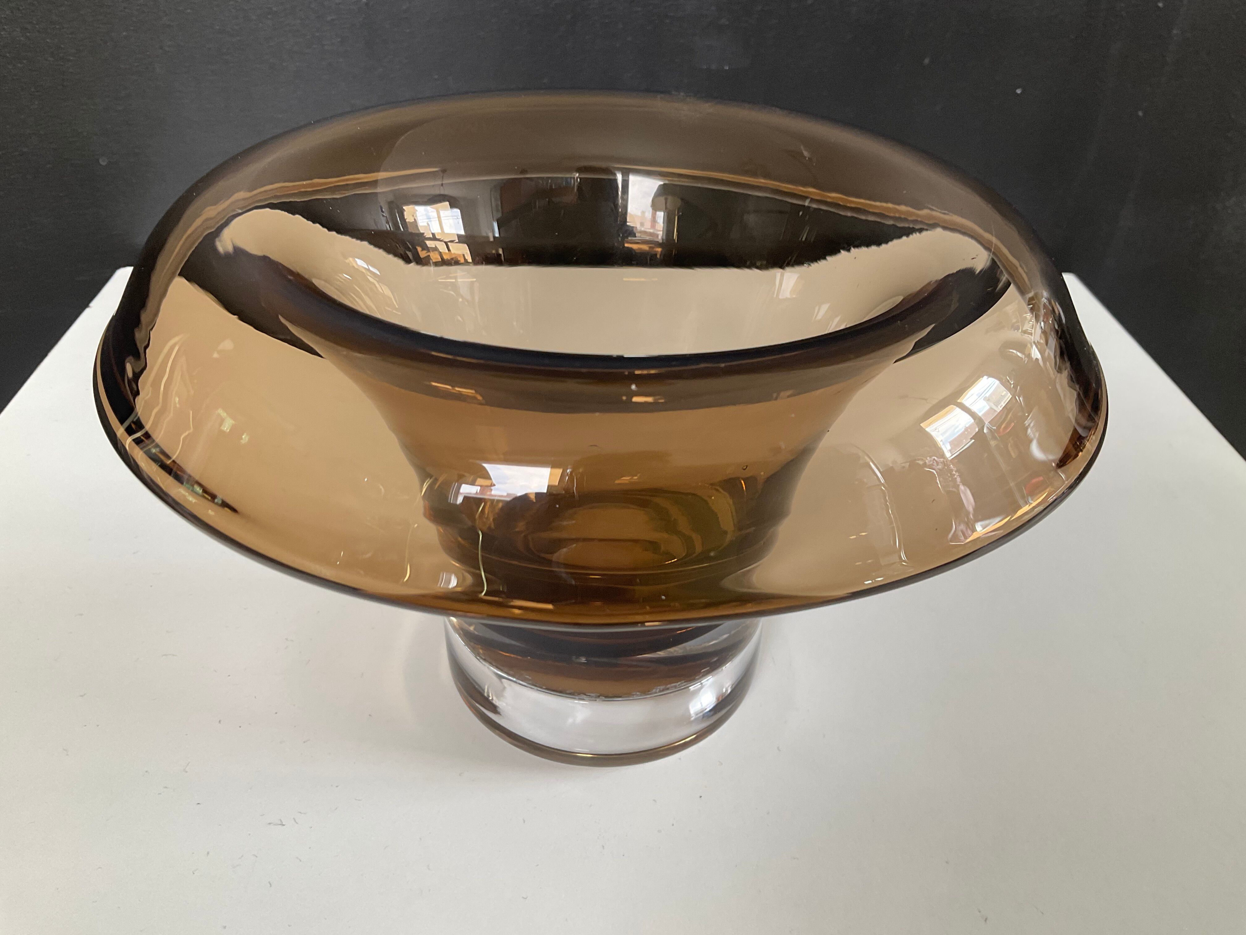 Vintage Gommaire mushroom vase in smoked glass