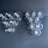 14 Meisenthal blown and engraved digestive glasses