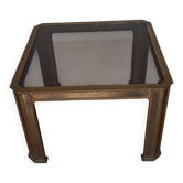 Table d'appoint, basse Hollywood Regency en laiton et verre