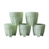 Lot de 5 coquetiers en opaline verte années 40-50