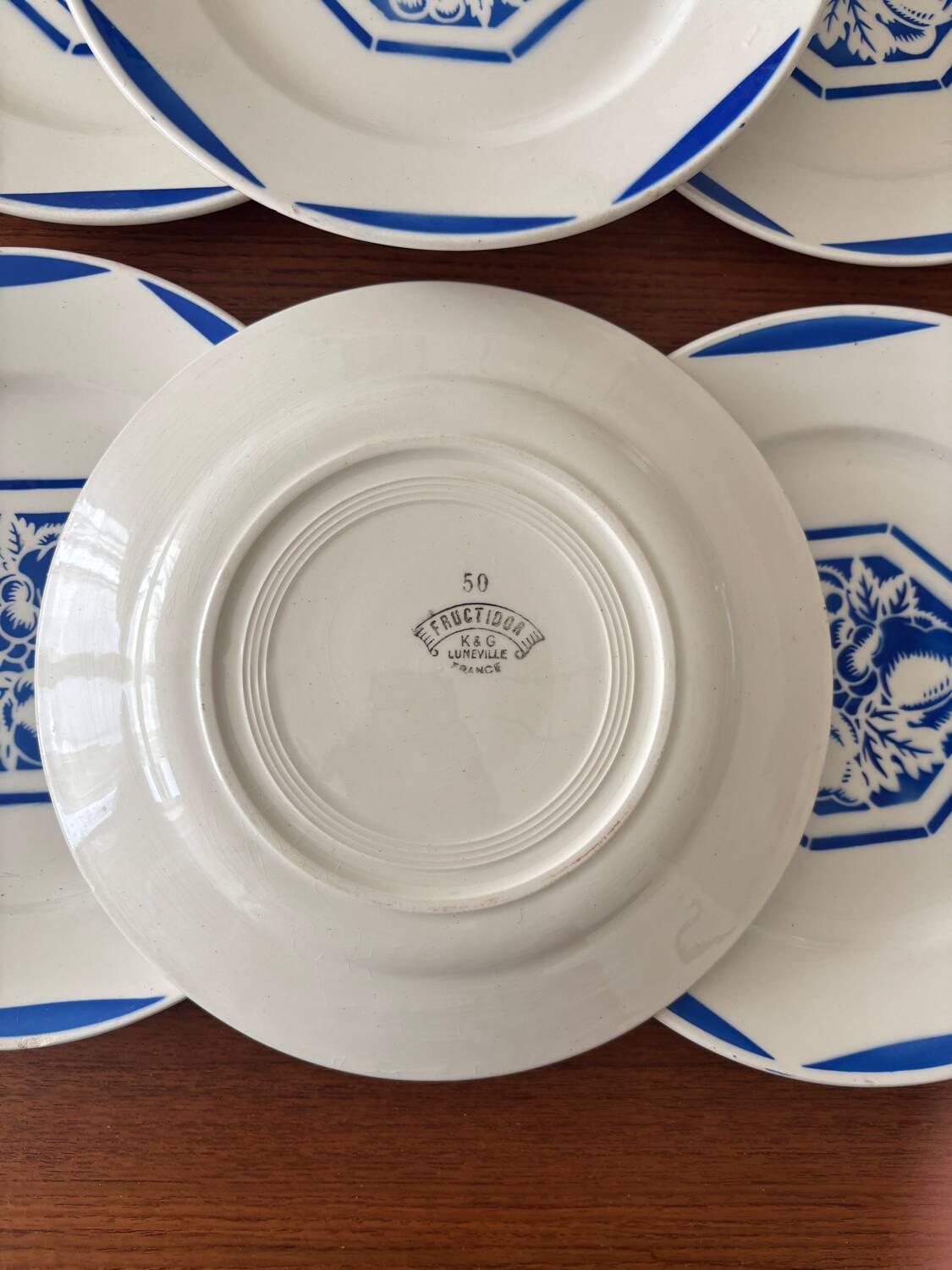 Set of 6 flat plates KG Lunéville Fructidor model – earthenware frui