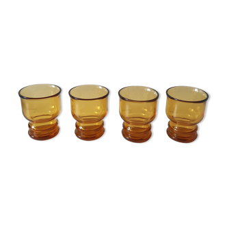 Lot de 4 verres ambrées vintage