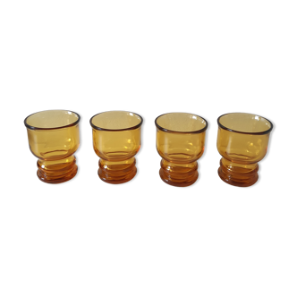 Set of 4 vintage amber glasses