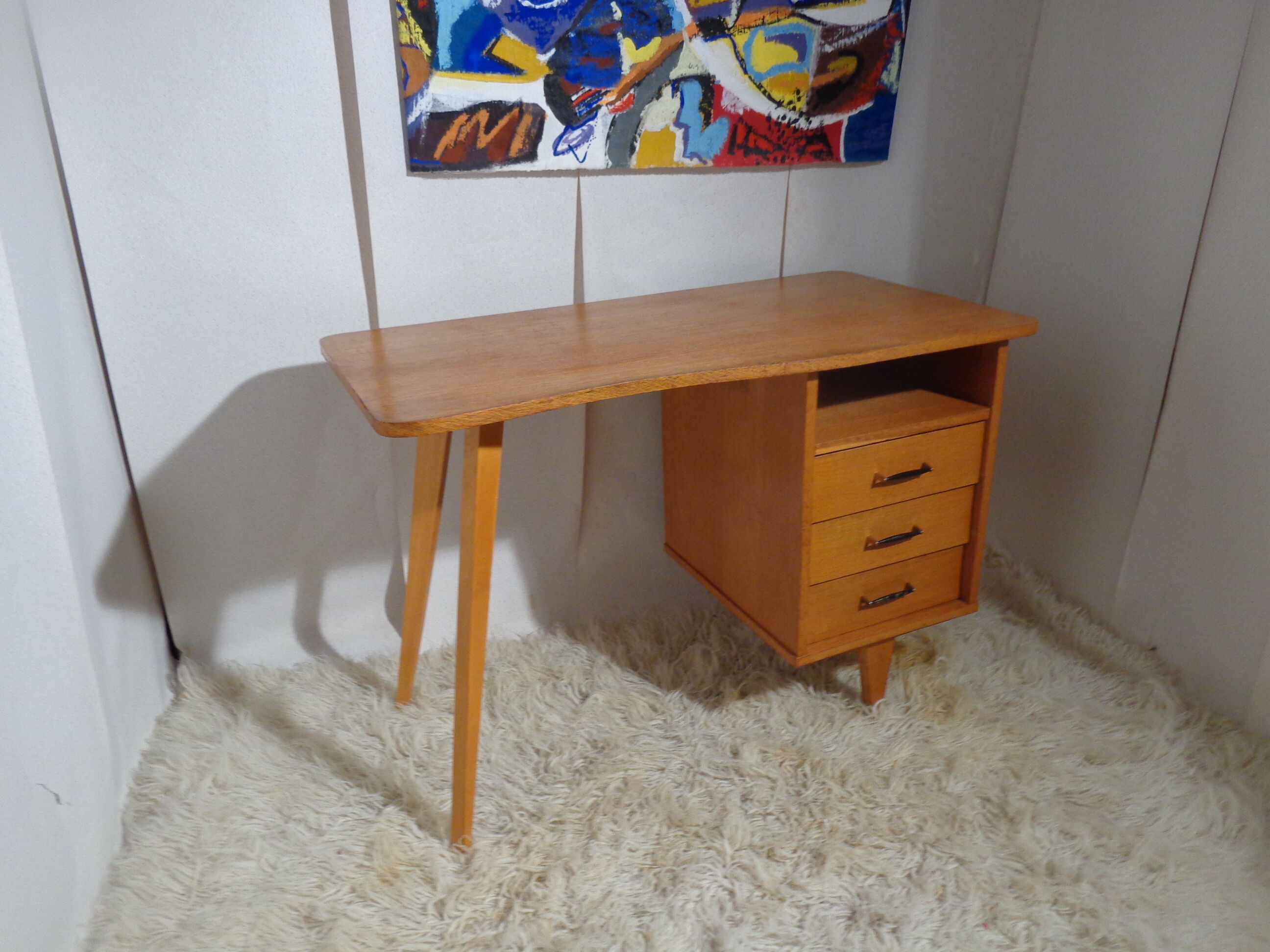 Vintage desk shape bean feet compass year 60