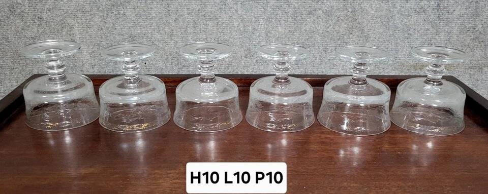 6 engraved crystal fruit salad bowls from the Napoleon III period