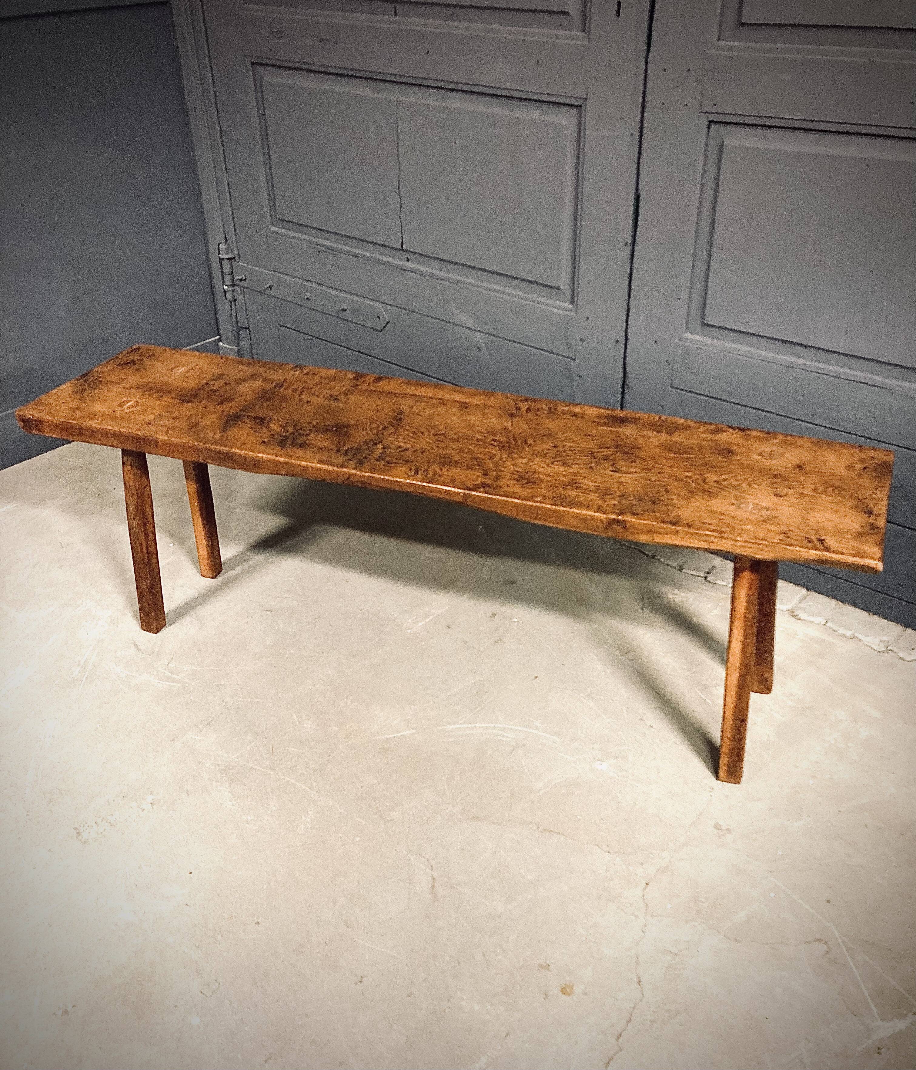 Industrial bench / butcher's table, 1950s, solid oak - large model