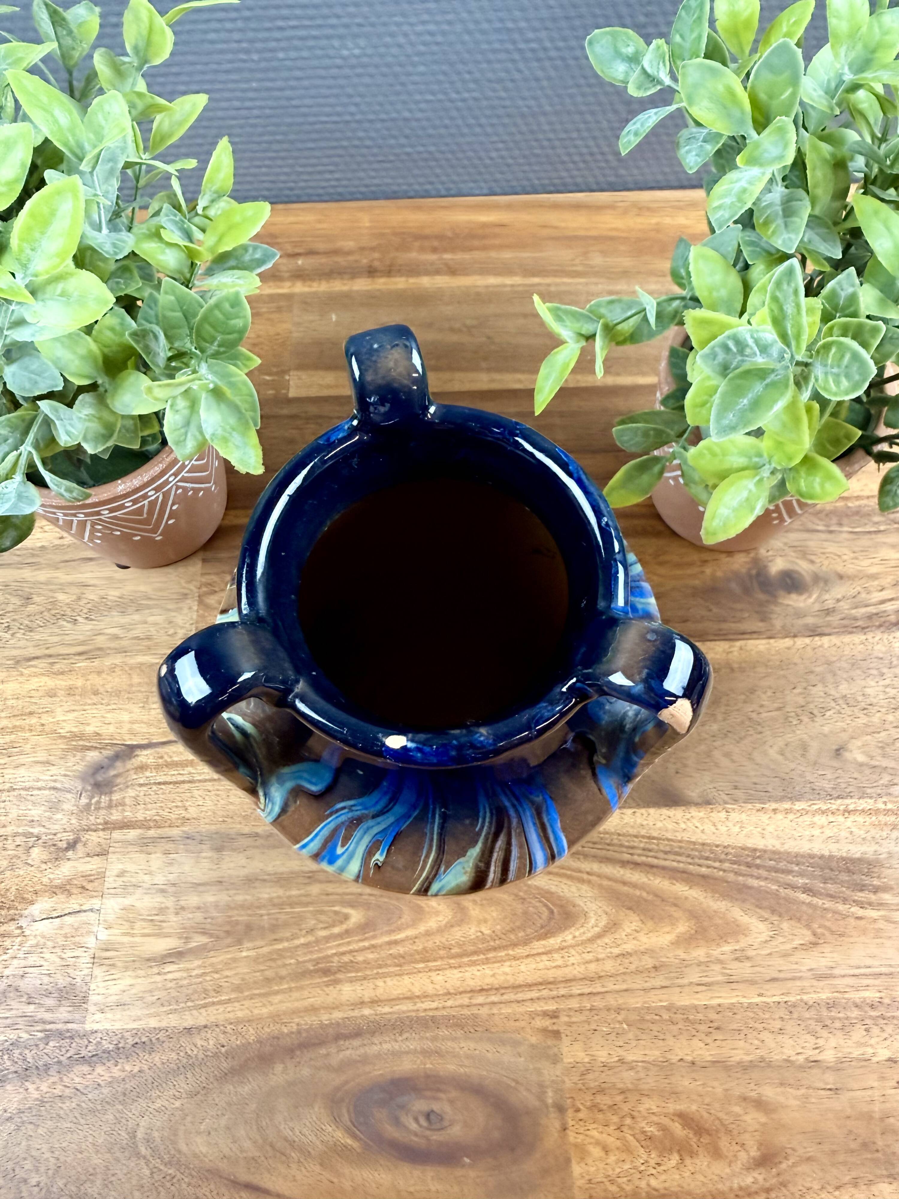 Ceramic vase with handles, flamed decoration – in the style of Capron