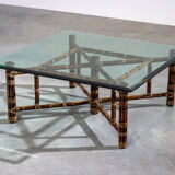 Square coffee table in vintage bamboo 1970 by McGuire model BA - 13 C