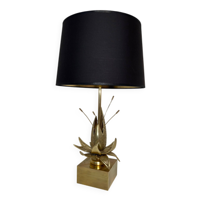 Lampe nénuphar en bronze et laiton attribuée à la Maison Charles. Vers 1970