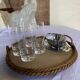 Woven wicker serving tray - 1970s
