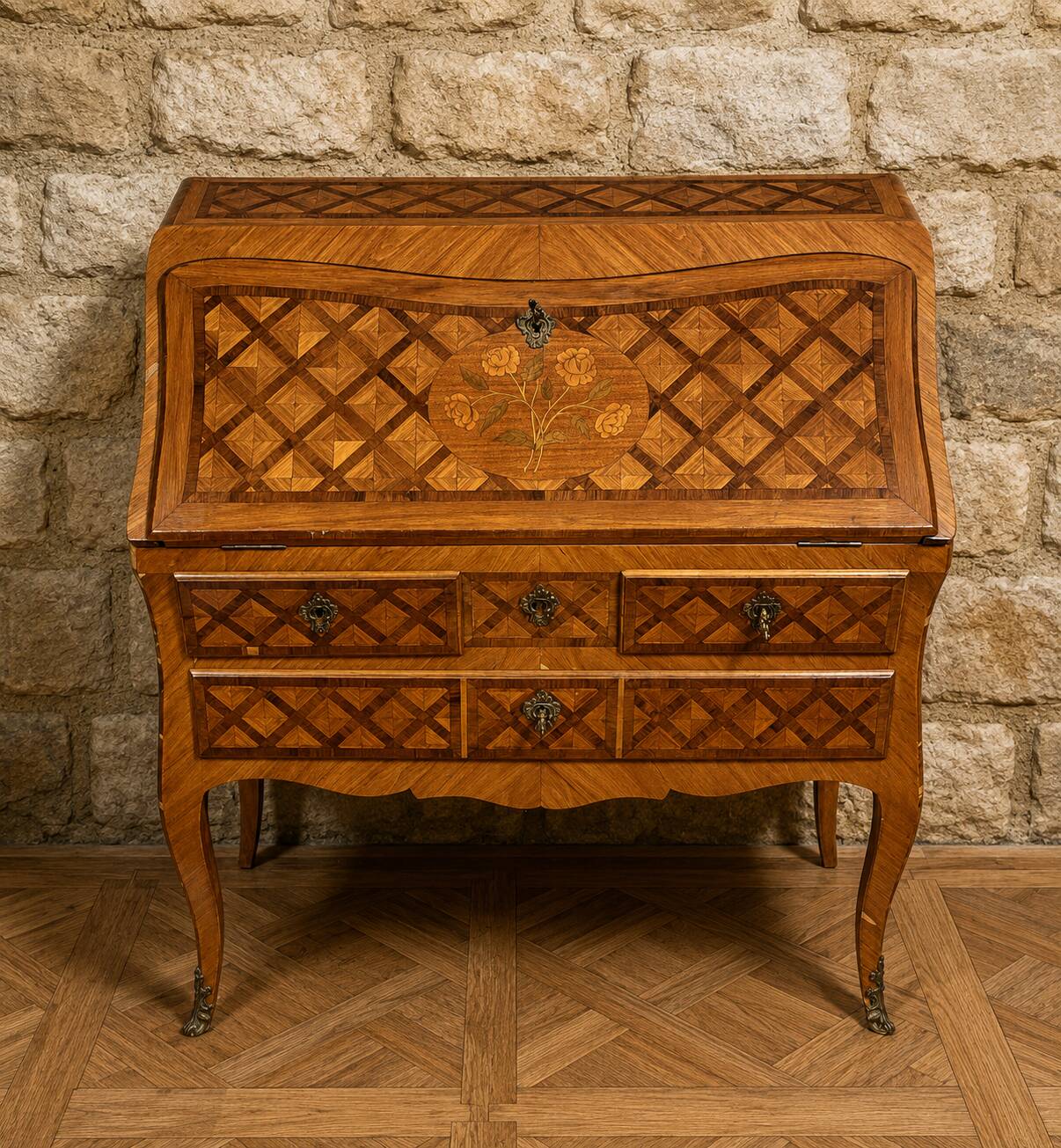 Bureau de pente en marqueterie – Époque Louis XV
