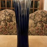 Large vintage blue glass vase